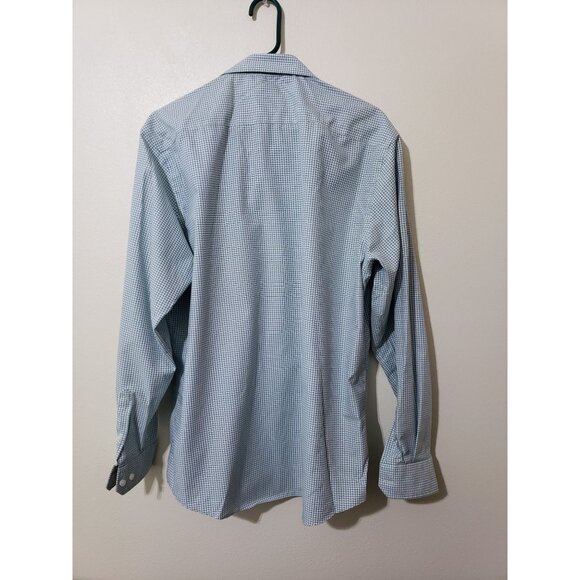 Egara blue, green and white plaid, casual button down long sleeve shirt, size XL - Picture 6 of 8